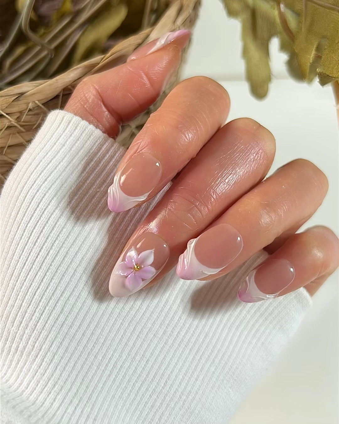 Ballet Flavored Softness -3D Floral press-on Nails
