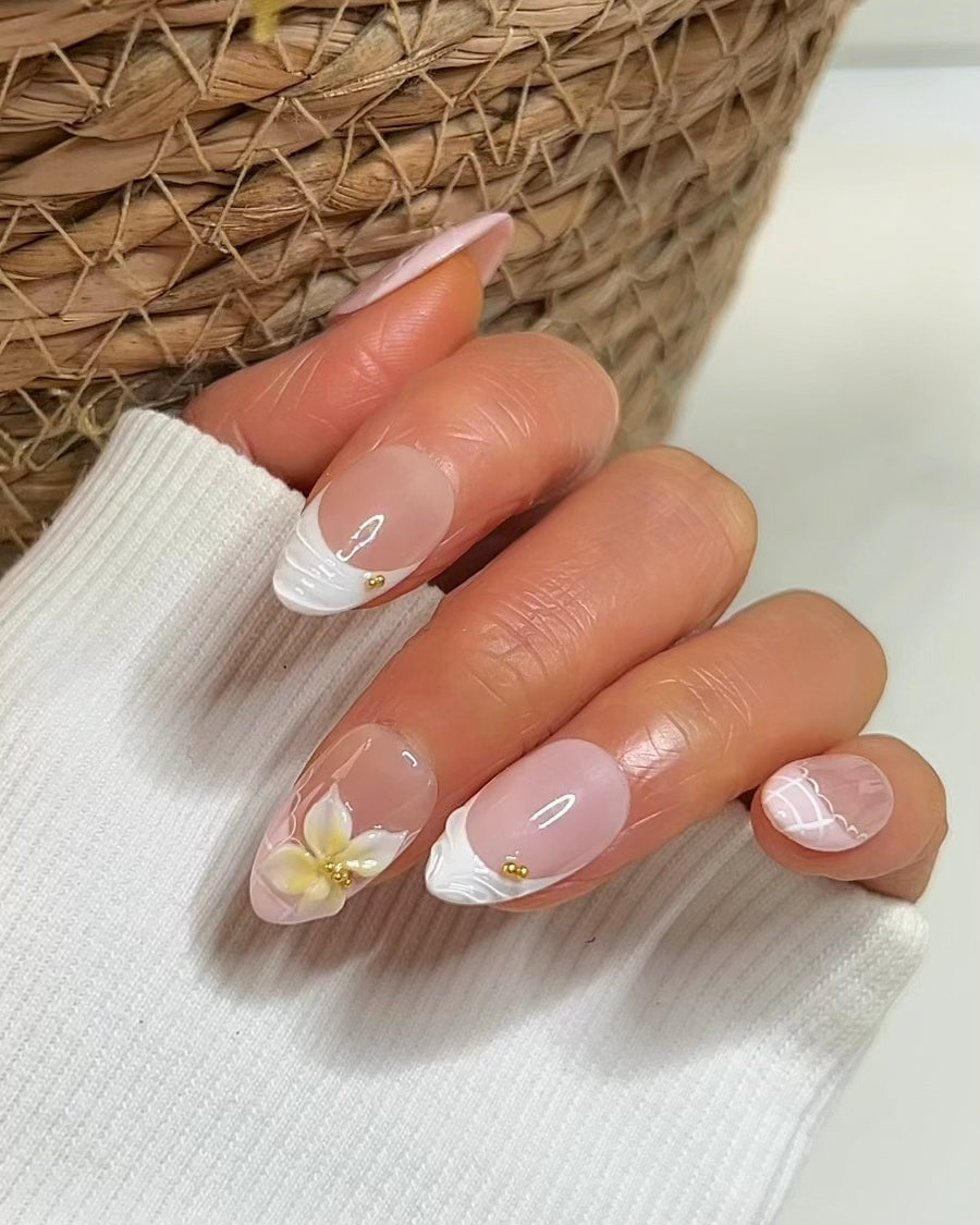 Plumeria Dreams-3D press-on Nails