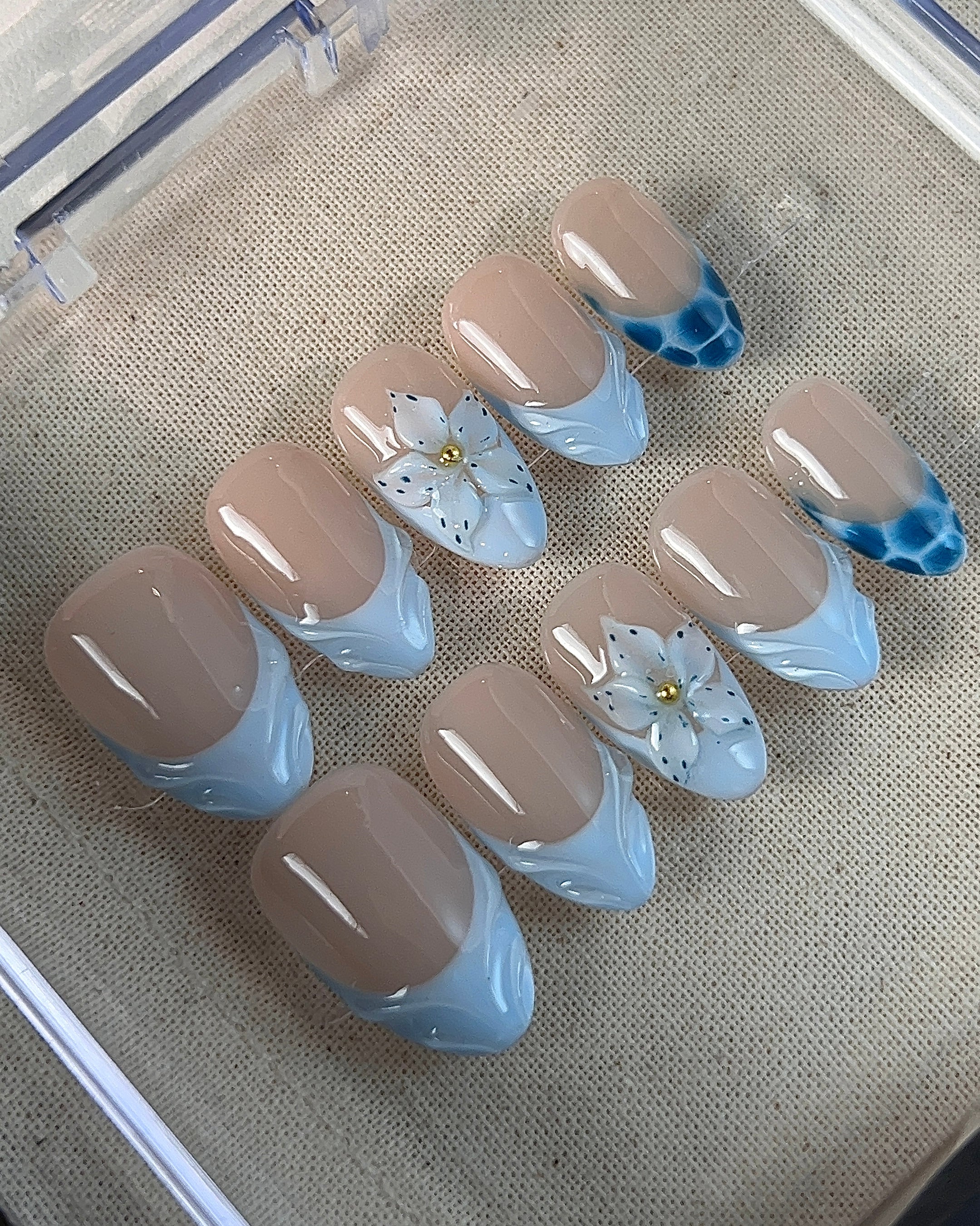 Coastal Reverie |3D FIoral press-on Nails
